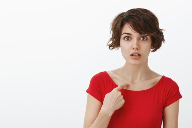 woman in red dress